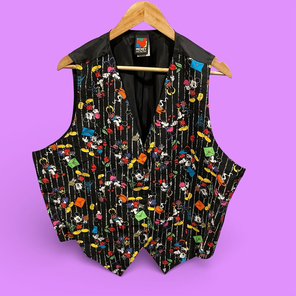 Cute Mickey Unlimited in Paris vintage vest USA 22W oversized Disney Land N Sea